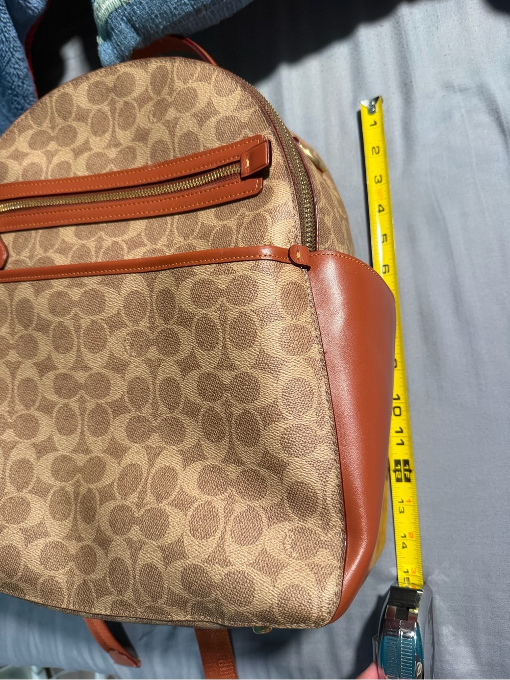 Leather-Trim Signature Pattern Backpack - Tan - Picture 2 of 9